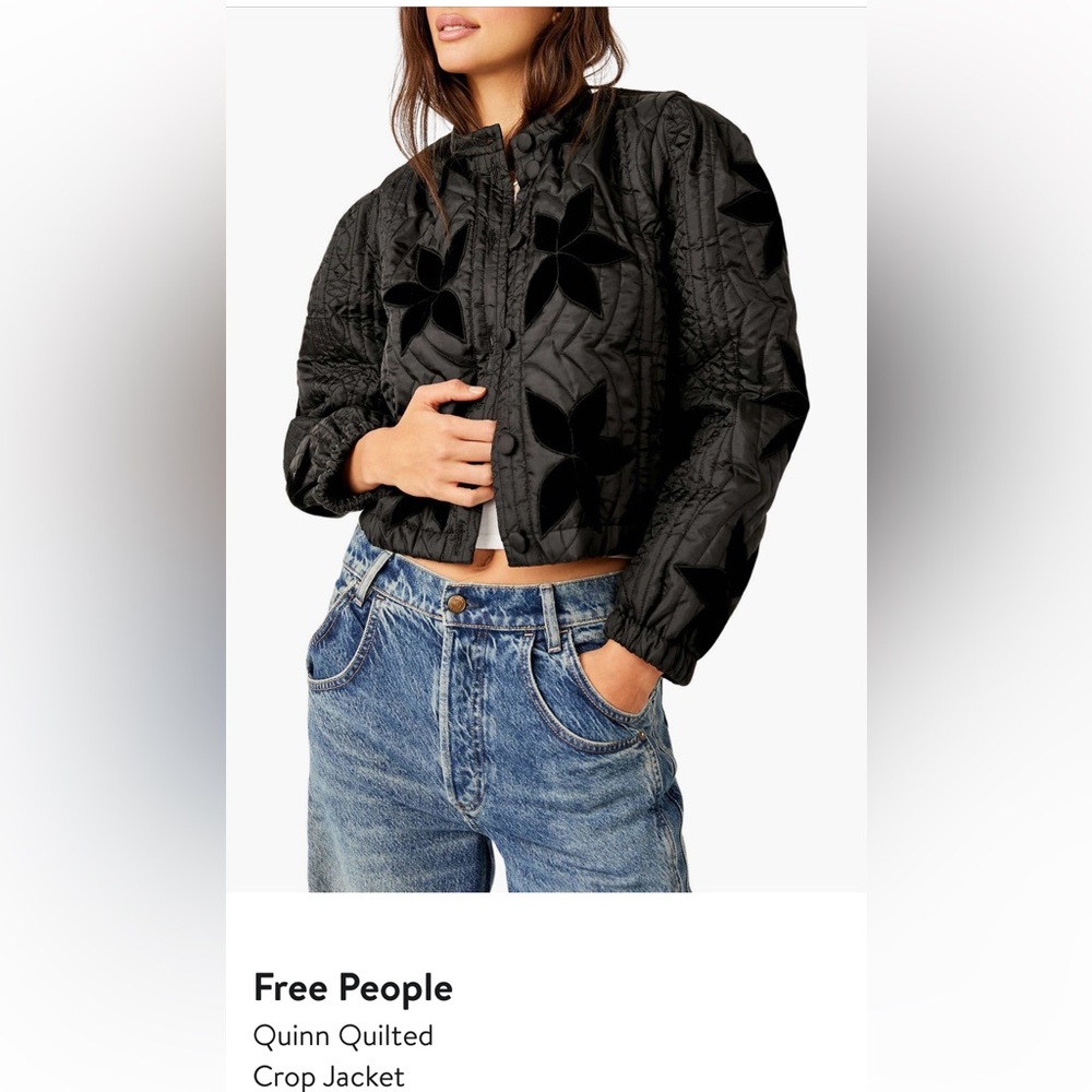 NWT Free People Black Quinn Quilted Crop Jacket; XL; $175